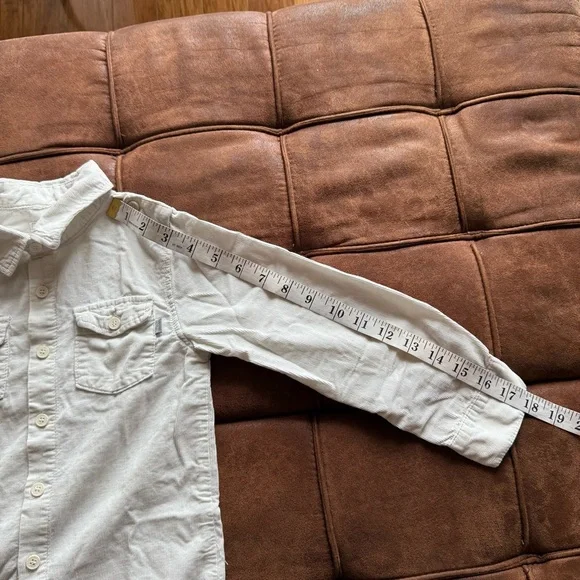 All kids items 5/$25 Juniors Off White Button-Up Corduroy Shirt - Picture 7 of 9